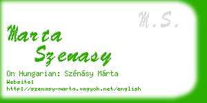 marta szenasy business card